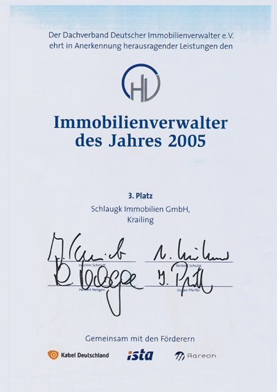 Urkunden Immobilienverwalter des Jahres 2005